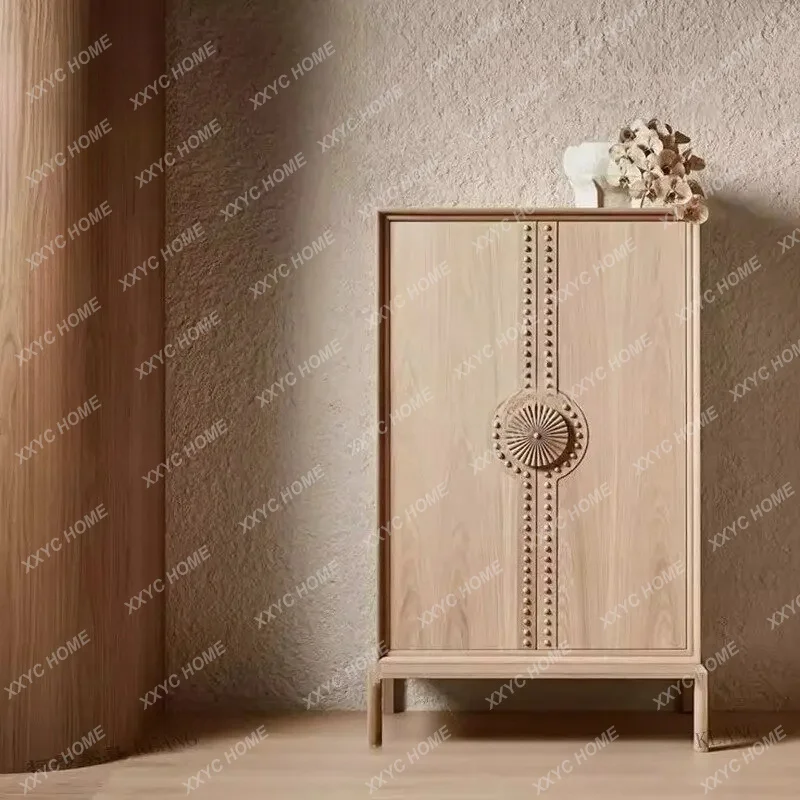 XX  solid wood carved dining side cabinet living room against the wall wine log retro locker