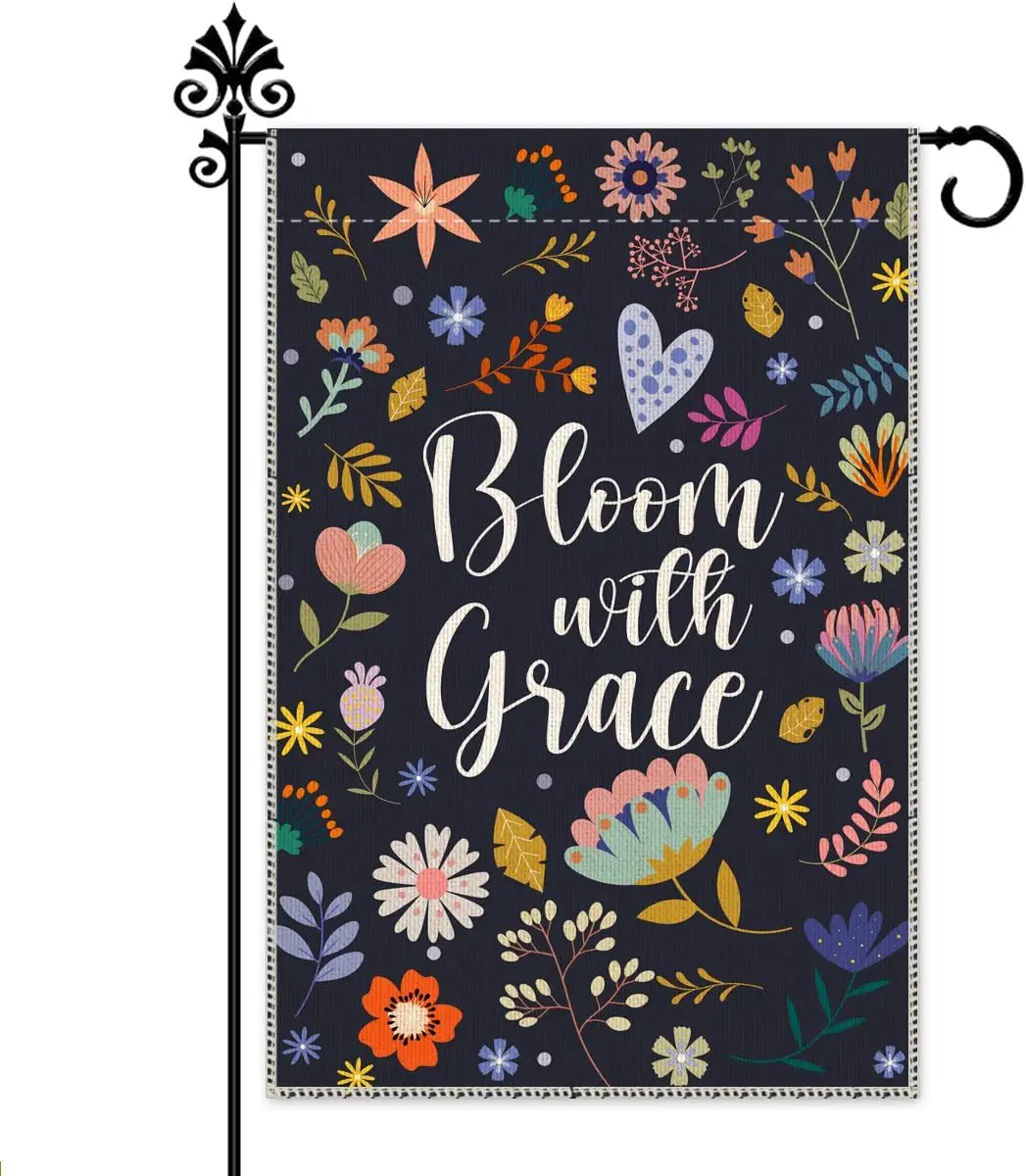 Флаг для сада Hafhue Bloom with Grace, 12 x 18 дюймов, двусторонний, в стиле фермерского дома, для праздничного декора двора, сада, газона, Spring Fl UUN