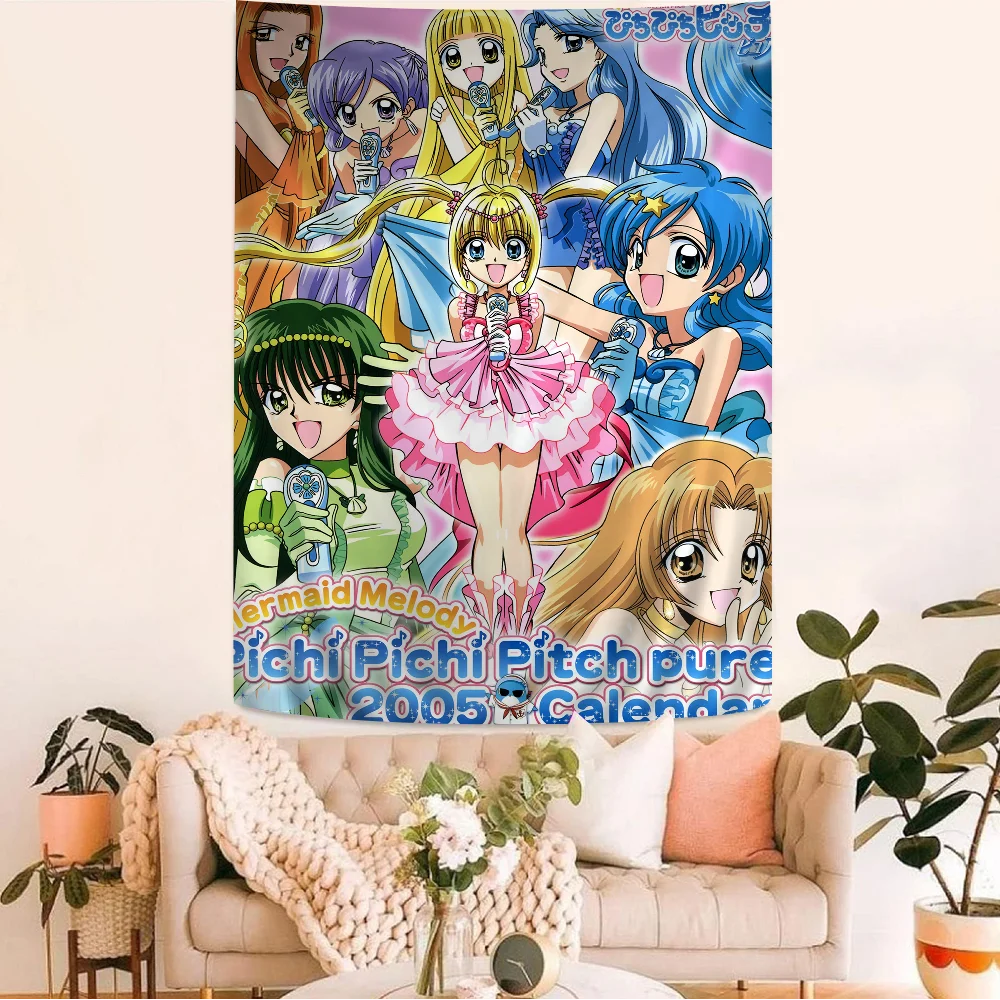 

Mermaid Melody Anime Printed Large Wall Tapestry Hanging Tarot Hippie Wall Rugs Dorm Cheap Hippie Wall Hanging