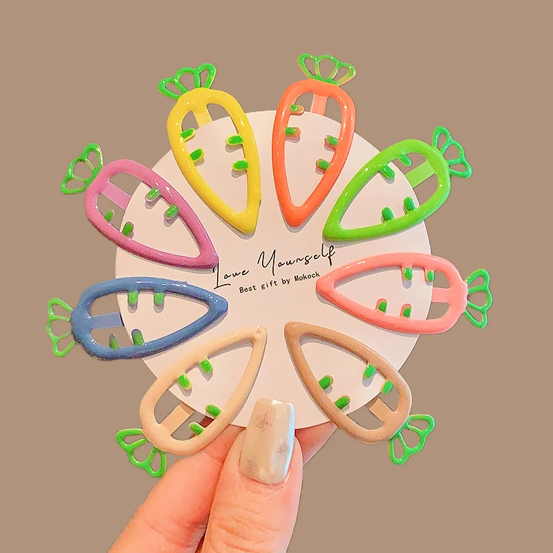 8 Pcs/Set New Children Lovely Color Carrots Shaped Hair Clips Girls Polka Dots Ornament Barrettes Hairpins Kids Hair Accessories