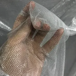 Mesh Elastic Fabric Shiny Lightweight Small Grid Gold Silver Wire Hollow Out Designer Diy Sewing By The Meter Wholesale