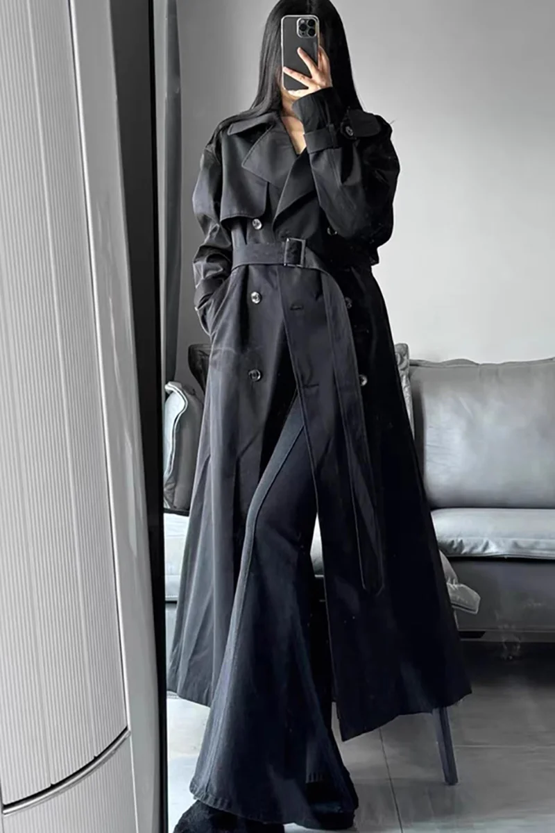 Offer Coats Woman Leather Y2k Trench Coat Features Summer Emo Lengthened Dry College Woman'S Senior Below-The-Knee Springautumn