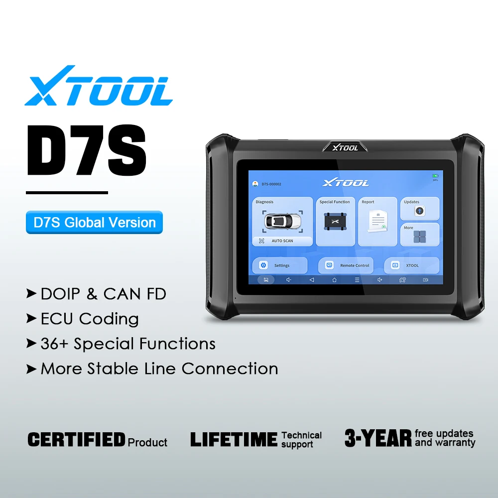 XTOOL D7S V2.0 Automotive Scanner Bidirectionele OBD2 Diagnostic Tool ECU Codering Key Programmeur met 39+ Service CANFD DOIP FCA