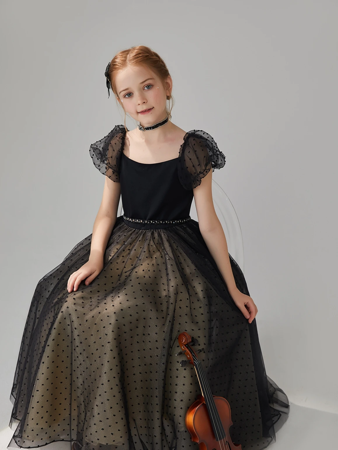 Vestido de princesa estilo Hepburn francês, Vestido de beleza menina, Estilo estrangeiro, High-End, Preto, Pode ser personalizado