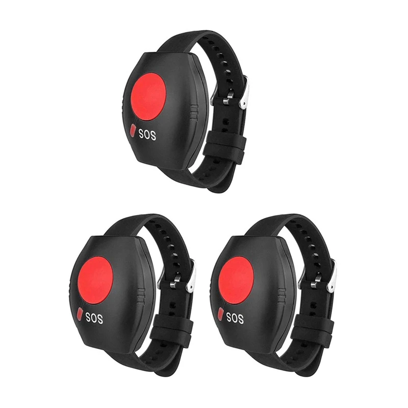 3X Wrist Watch RF Remote Control Transmitter Watch Type Call Button Wireless Remote Control SOS Emergency Button 433MHZ