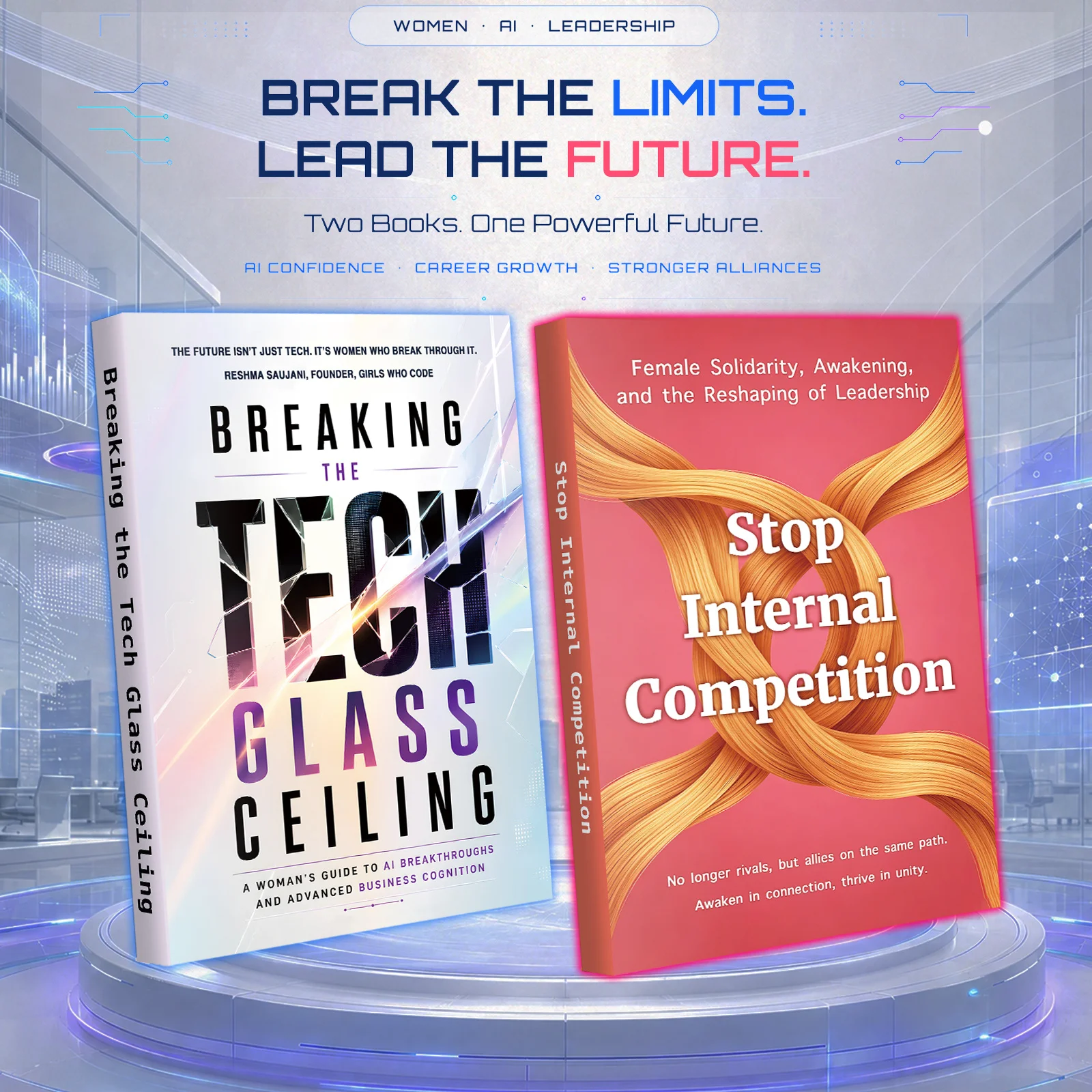 2-Book Women’s Career Growth Set, Stop Internal Competition & Breaking the Tech Glass Ceiling, Build Female Solidarity