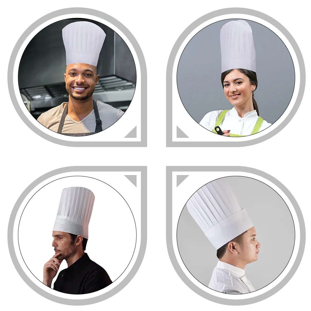 Chapeaux de Chef jetables, 6 pièces, casquettes de cuisine Non tissées pour Restaurant, boulangerie, restauration, uniforme de travail, chapeau de Chef jetable