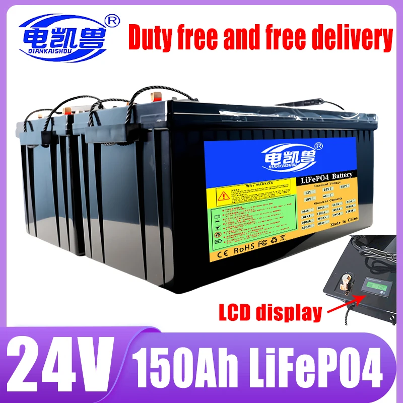 24V 150Ah 12V 300Ah 100Ah LiFePo4 Battery Built-in BMS Lithium Iron Phosphate Cells For Outdoor Camping Golf Cart Solar Storage