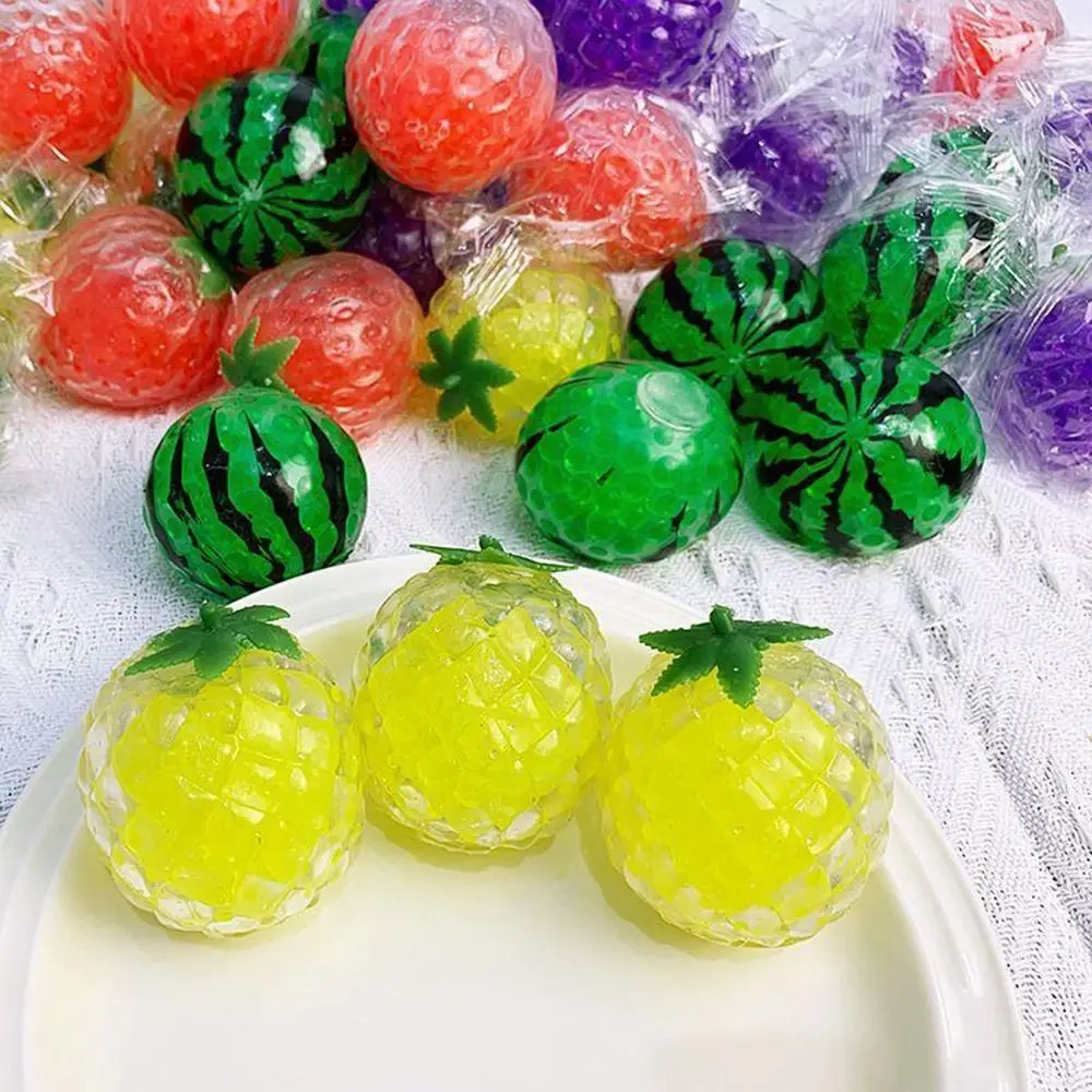 1pc New Strawberry Fruit Squishy Stress Balls Watermelon Squishy Texture Squeeze Anxiety Relief Dough Ball For