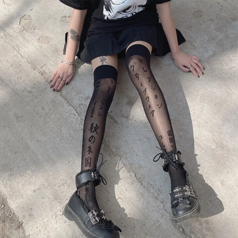 Halloween Goth loli japońskie pończochy czarny seksowny, obcisły damski Pantynose Lolita Gothic bodystocking Kawaii przebranie na karnawał