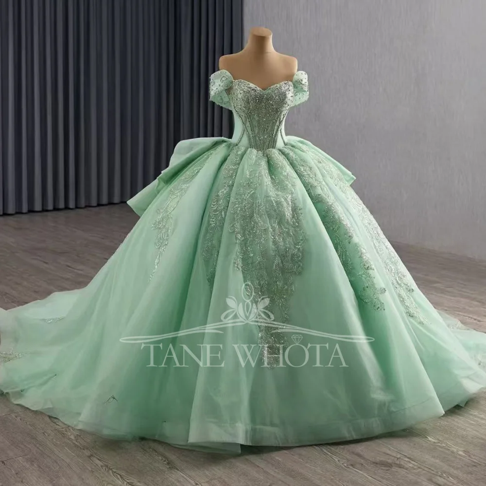 

Женское зеленое вечернее платье в форме сердца с открытыми плечами, расшитое блестками и кристаллами на шнуровке сзади, настраиваемое Fiesta Vestidos De Noche