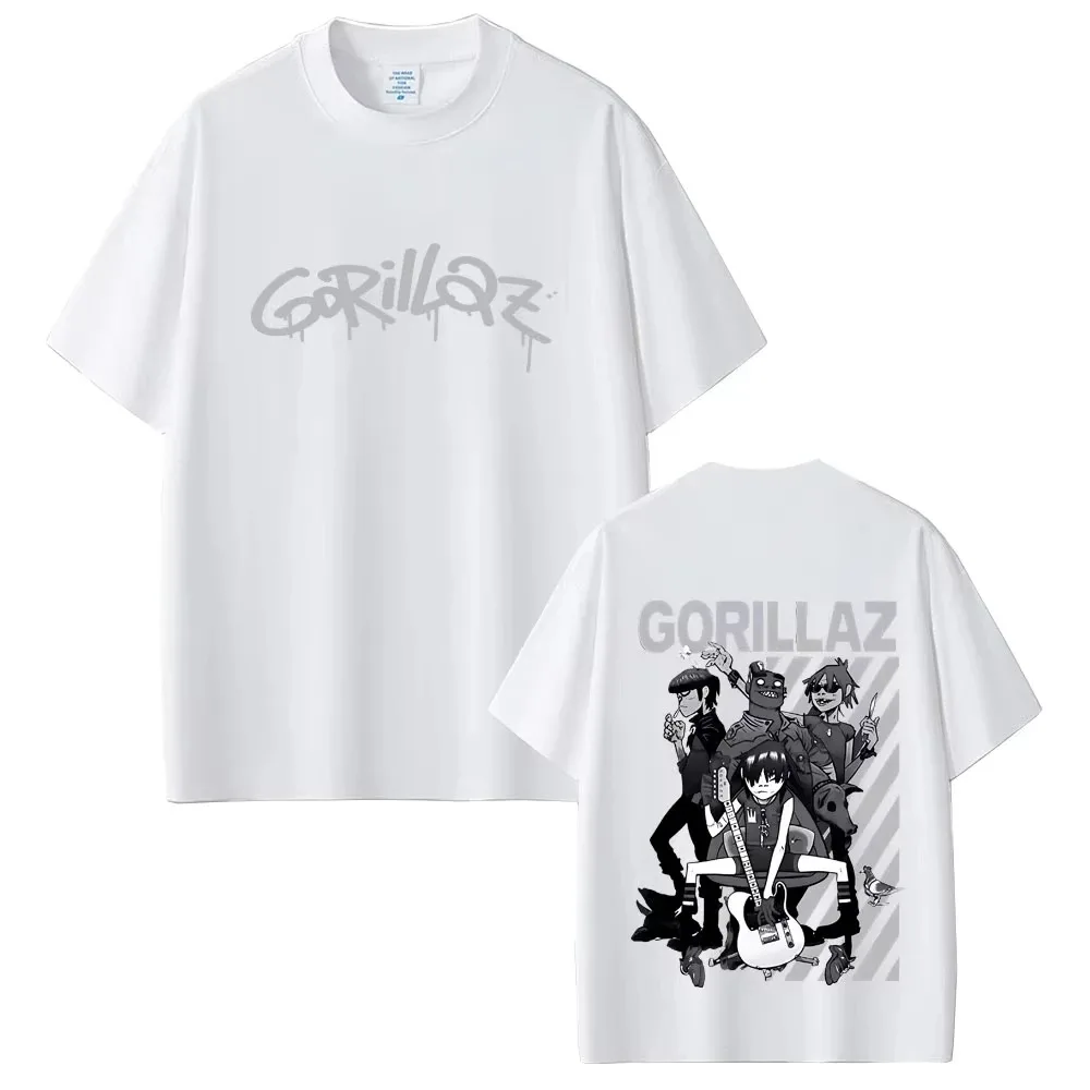 Limited Rock Band Gorillaz Print T-shirts Men Women Hip Hop Gothic Oversized Streetwear Men's Casual Vintage Short Sleeve Tshirt