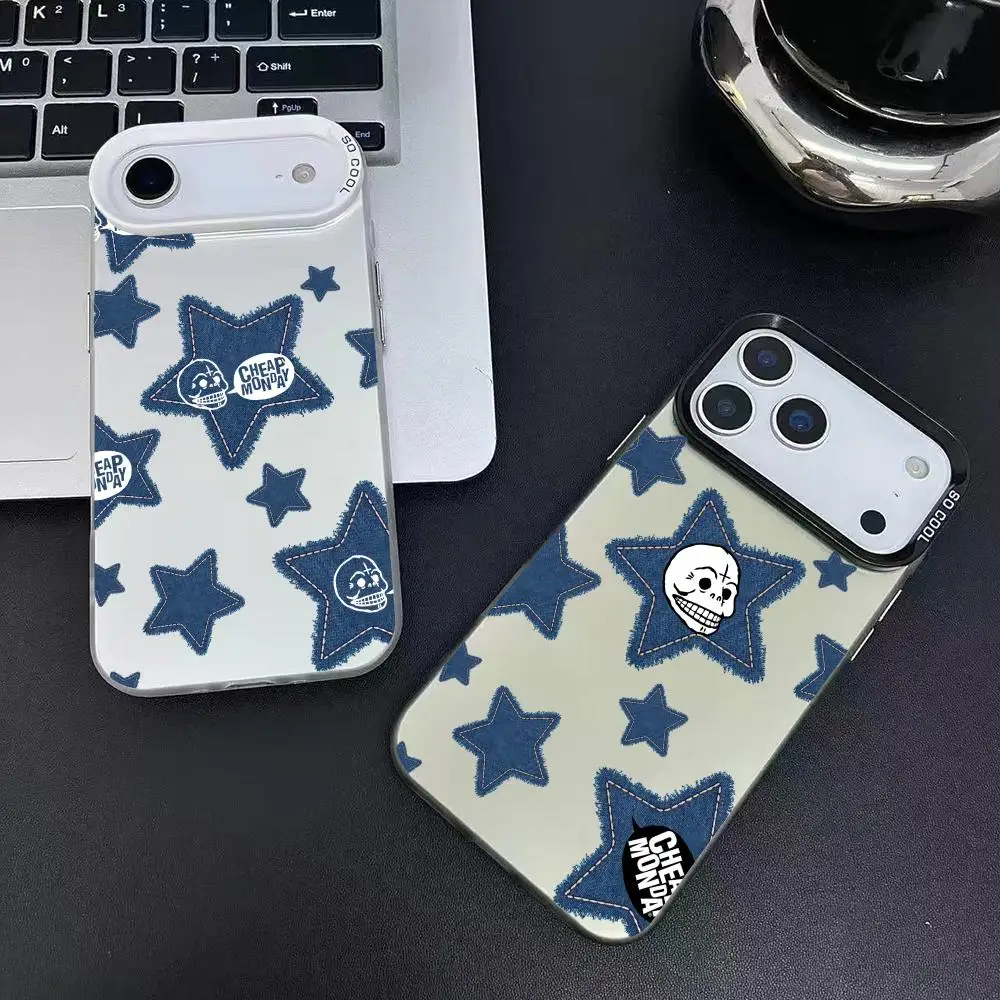 Capa de Celular para iPhone 17 16 15 14 13 12 Pro Max Air Matte Laser Aurora Antichoque Funda Fashion pop-up culture C-Cheap Monday
