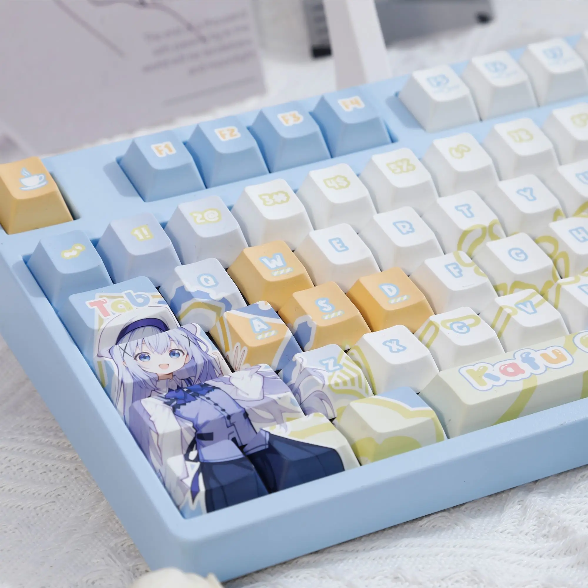 

120 Keys Cute Kafuu Chino Keycaps Japanese かふう ちの Anime Game Key Cap Set Cherry PBT Opaque Keycap for Made68 Mad68 Wooting 60