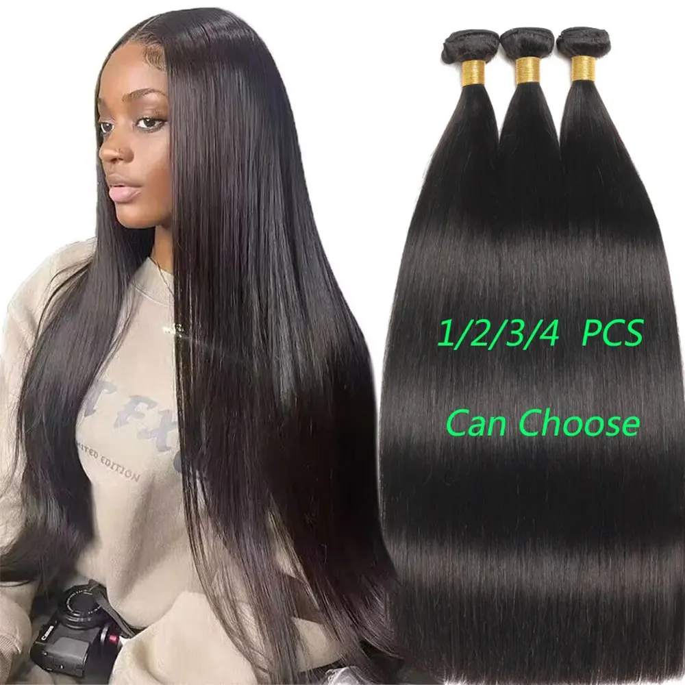 Peruvian Hair Bundles Straight Human Hair Weave Bundles Remy Hair Extension Natural Black 1/3/4 Pcs 8-28 Inches 12A