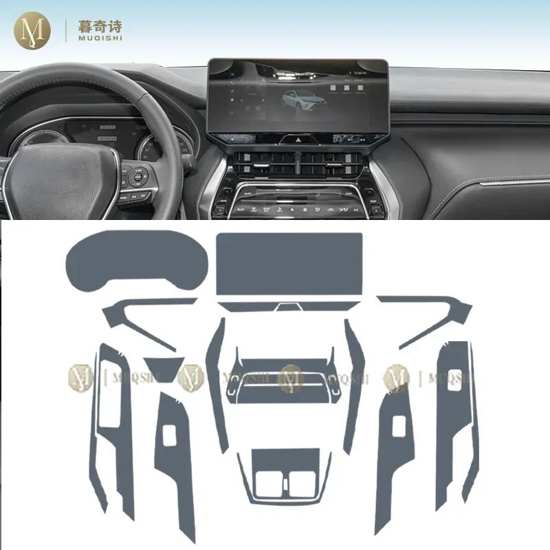 MUQSHI Car Interior Film Dashboard piano board Shift center console Anti-scratch transparent TPU Film For Toyota Harrier 2022-24