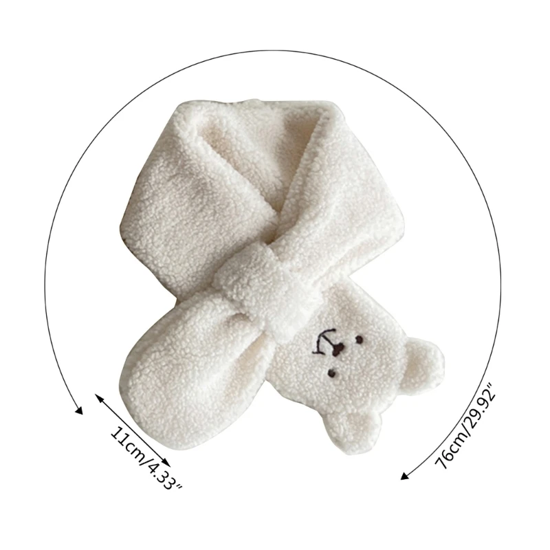 Winter Warm Plush Baby Scarf Cute Caroon Bears Boy Girl Scarves Newborn Toddler Faux Fur Children Cross Neckerchief Baby Shawls