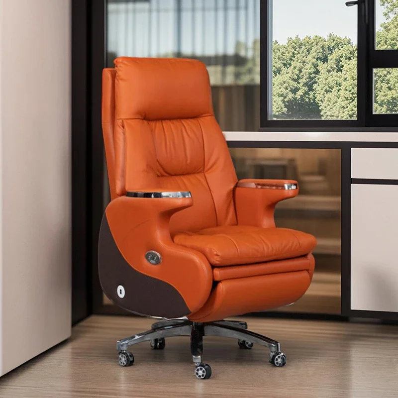 

Leather Orange Office Chair Rotating Recliner Rolling Massage Office Chair Computer Designer Cadeiras De Escritorio Furniture