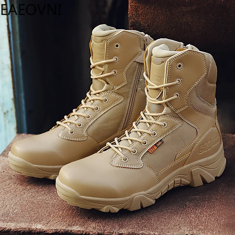 Climbing Boots High Tops Men's Motorcyclist Boot Men Snow Shoes Hard-wearing Breathable Man British Style EAEOVNI New Arrival