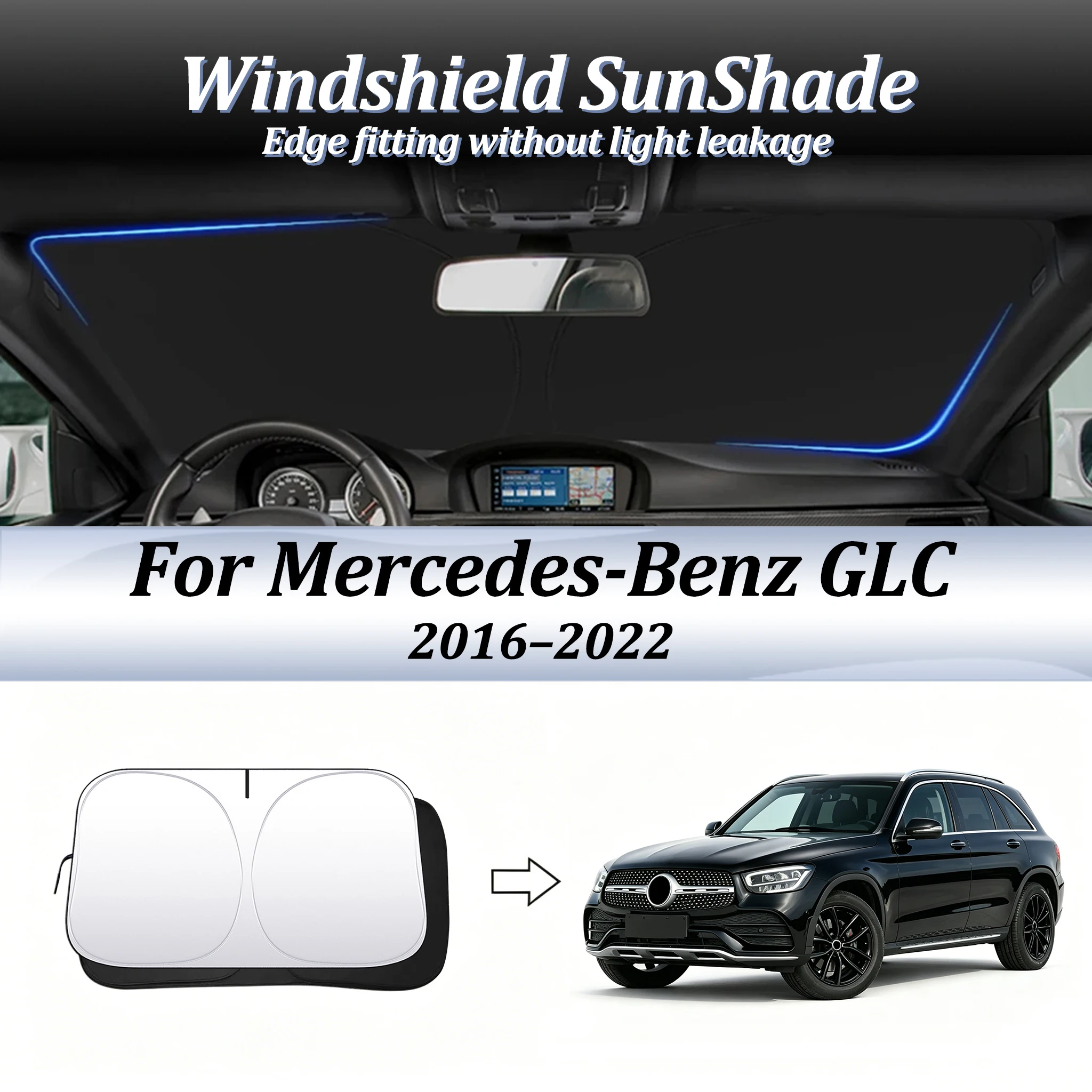 

Car Windshield SunShade Foldable Anti-UV Sun Shade Visor Cover Lightproof For Mercedes-Benz GLC 2016-2022 Auto Accessories