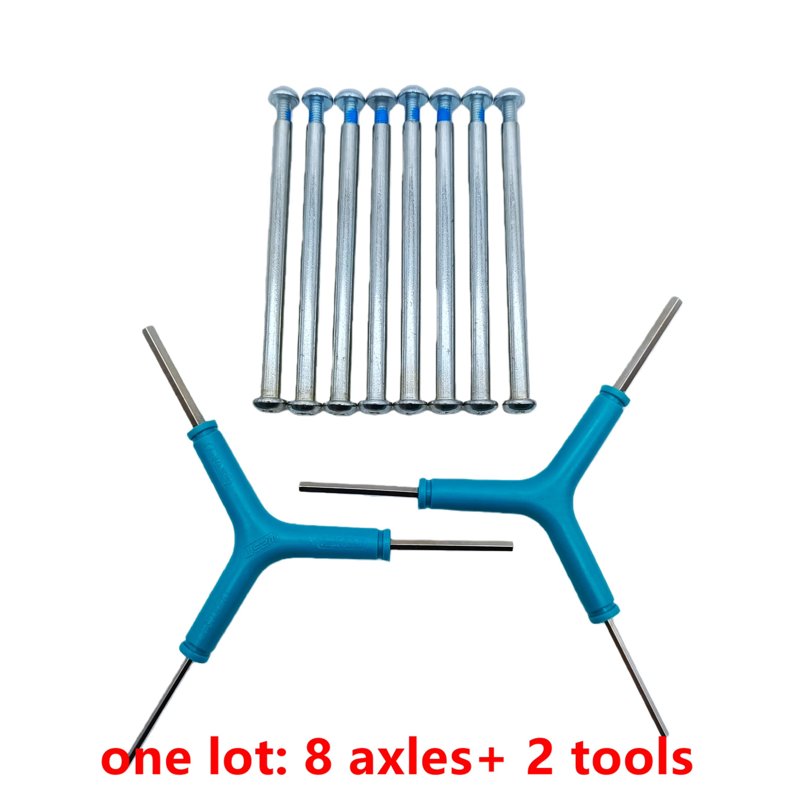 Scooter axle screw bolt numts 8x108mm with tools hex key 8axles/lot