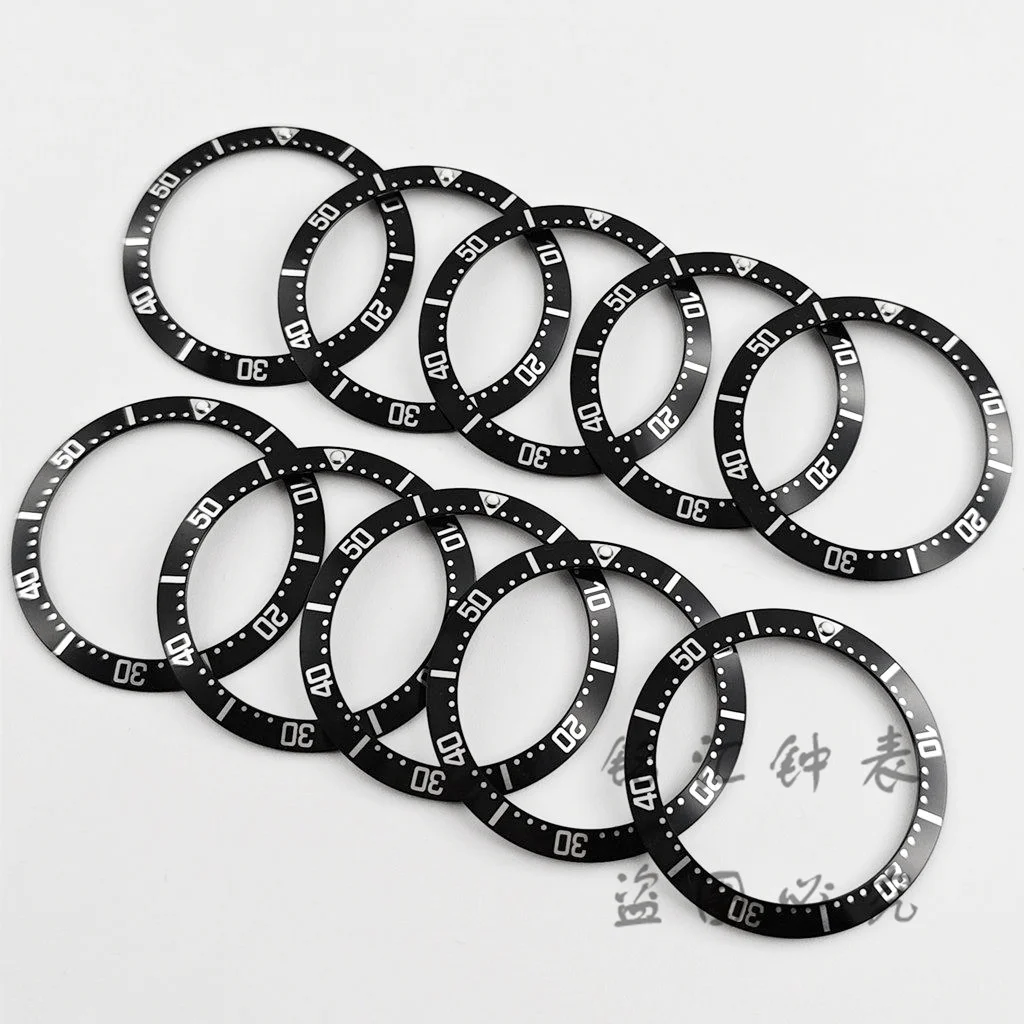 High Quality NH35 38mm Black Aluminum Bezel Sloping Diving Watch Insert Watch Replace Watch Bezel Inserts Ring NH35 Mod Part