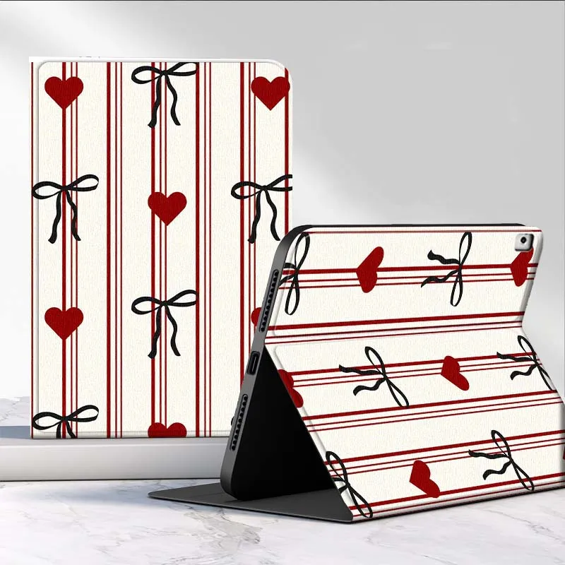 

Striped Bow Heart Pattern Case For iPad Air Mini 9.7 2 4 5 11 6th 7th gen 13 3 1 2 4 5 6 7 7.9 10.9 10.5 Inch Tablet