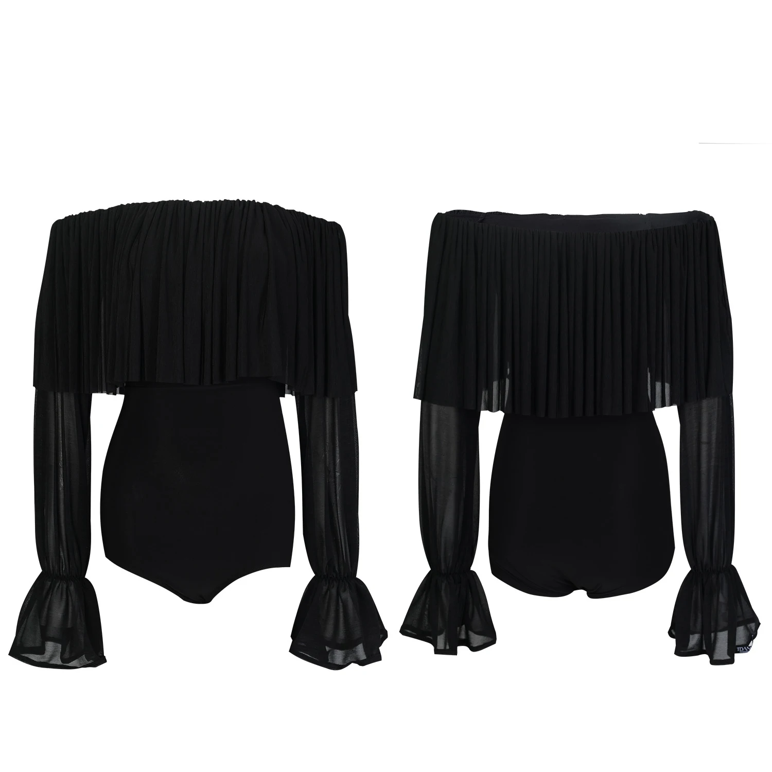 قارب الرقبة اللاتينية الرقص القمم النساء قاعة الرقص الملابس الفالس رومبا أداء الرقص الملابس السوداء اللاتينية ملابس رقص الجمباز BL16827