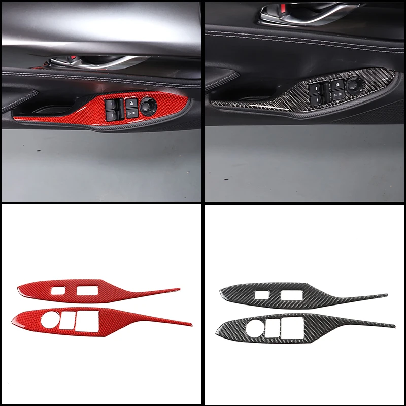 For 2016-2025 Mazda MX-5 ND ND5RC Door Window Switch Panel Soft Carbon Fiber Cover 2Pcs Left & Right Interior Sticker
