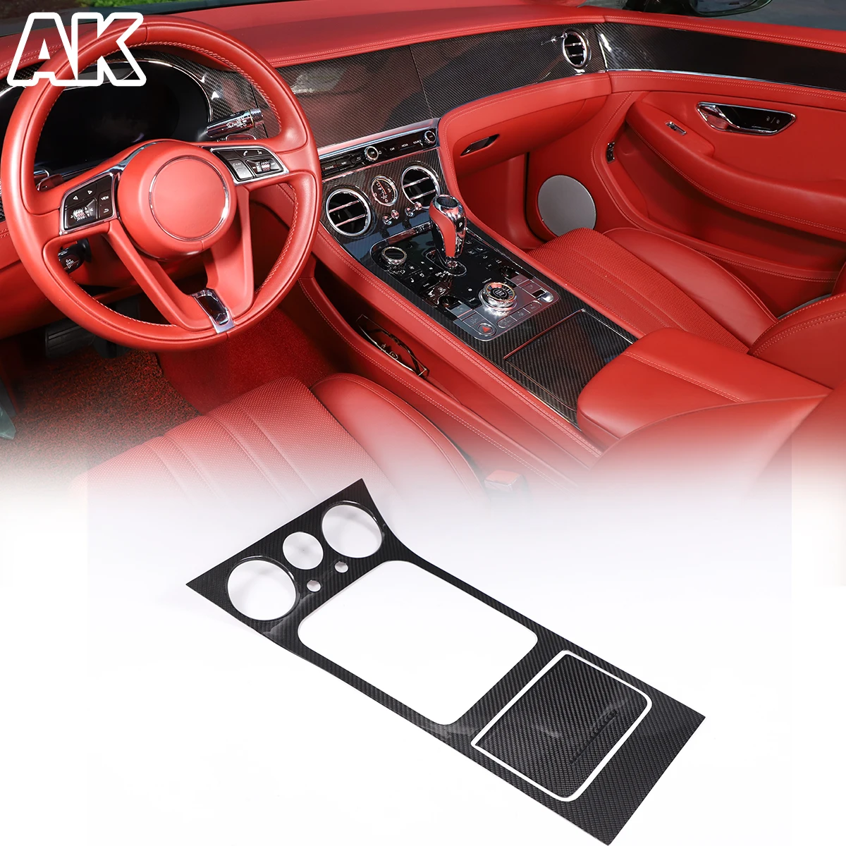 

For Bentley Continental GT 2020-2024 Real Dry Carbon Fiber Car Center Control Shift Panel Cover Trim Car Interior Accessories