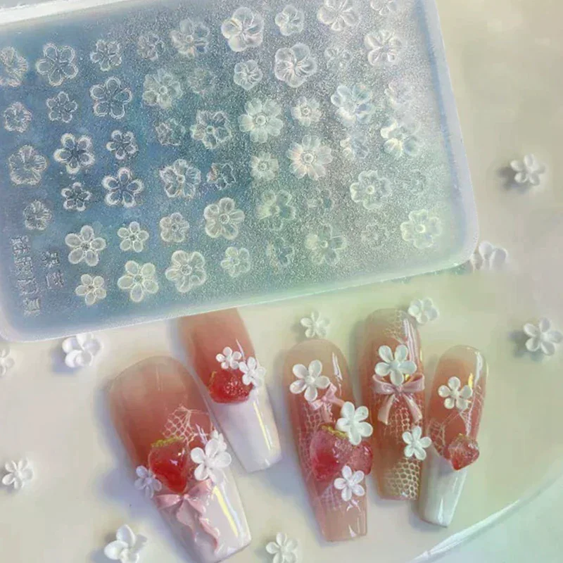 Silicone Nail Art Mold Flower French Style Five-petaled Flowers 3D Relief Nail Template Nail Art Decorations Manicure Tool