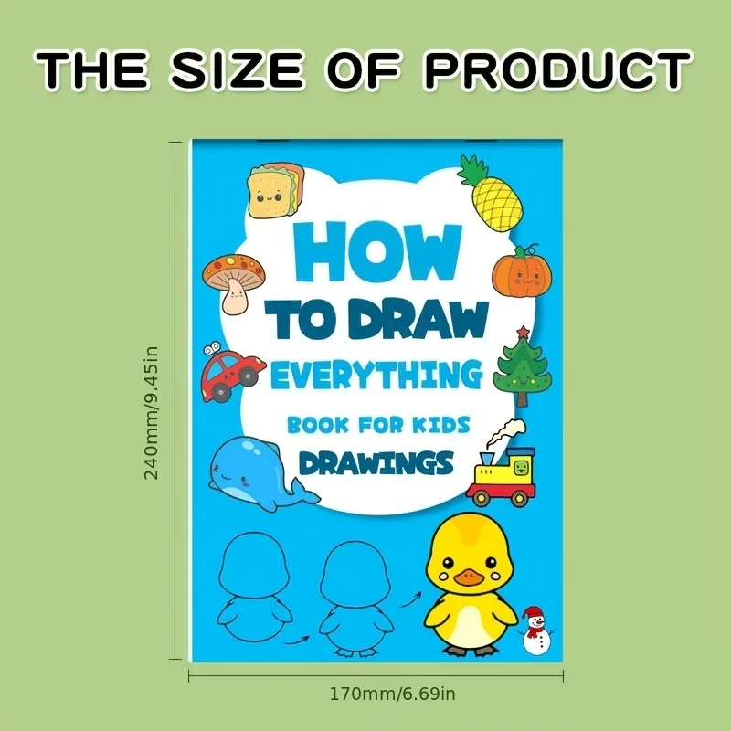 Fun Drawing Book Simple 4-step Tutorial on How To Complete Drawing 96 Cartoon Patterns Interactive Coloring Activity Book