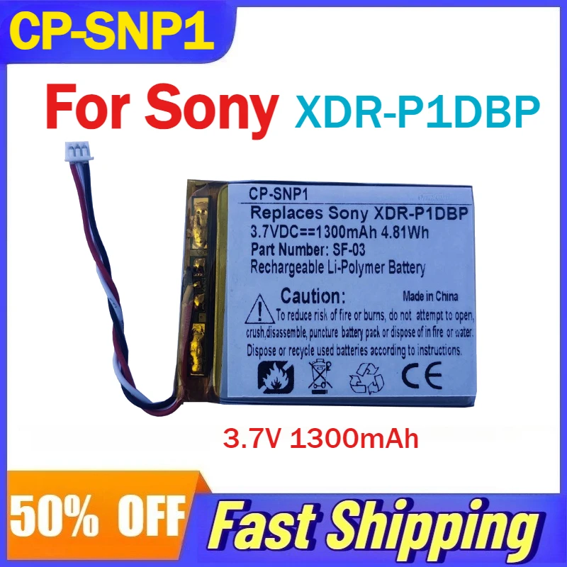 

3.7V 1300mAh CP-SNP1 Rechargeable Li-Ion Battery For Sony XDR-P1DBP Radio Batteries SF-03 Accessories