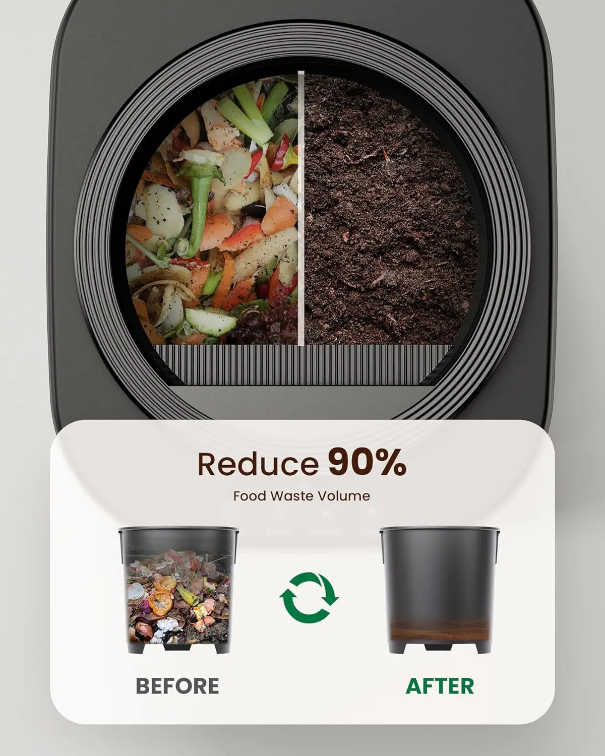 مركب كهربائي للمطبخ - سلة سماد ذكية على سطح الطاولة سعة 4 لتر تحويل نفايات المطبخ إلى صانع سماد الأسمدة، عديم الرائحة، ساخن