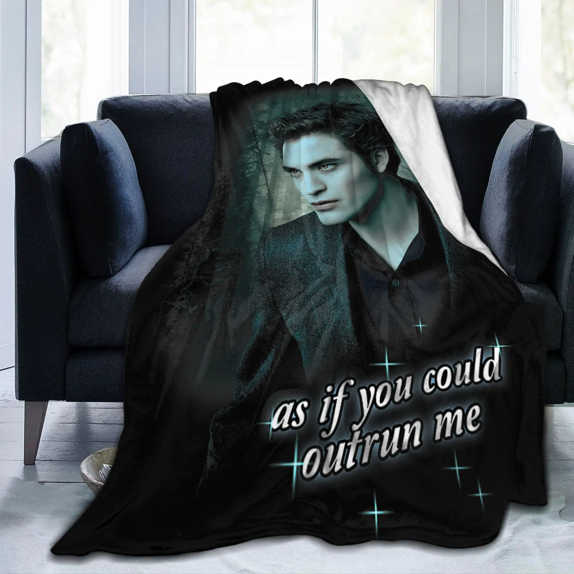 Twilights Vampire Edward Cullen Flannel Throw Blankets Outrun Me Movie for Bedding Knitted Blanket Gift Warm Breathable Throws