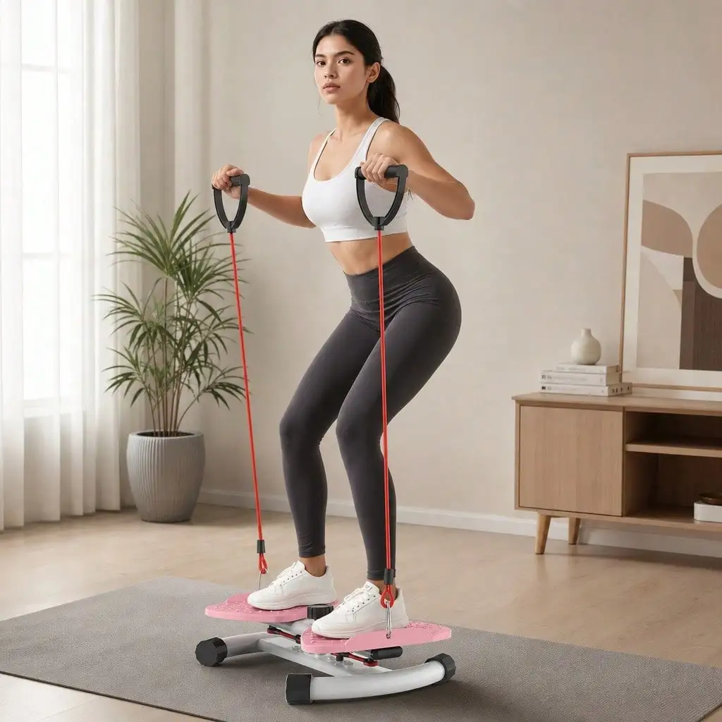 Adjustable Twist Waist Disc Board with Resistance Bands, Home Fitness Twister Plate, Body Shaping Abdominal‑Hip Trainer for Waist Legs Exercise