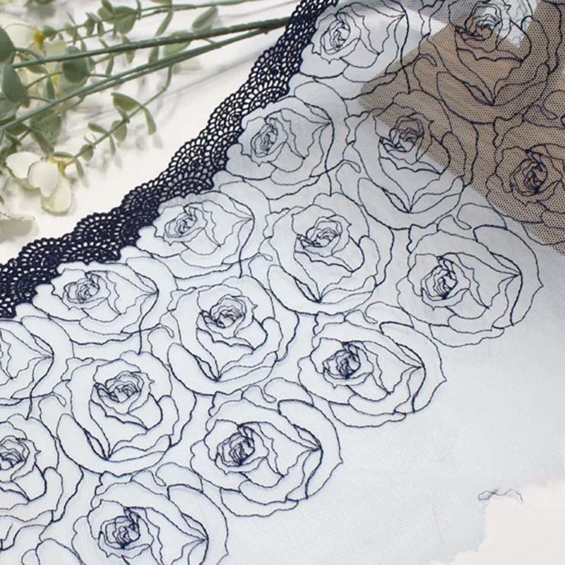 

55Yards White Embroidered Lace Trim Fabric Luxury Women Dress Lingerie Underwear Lace Fabrics Garment Accessories