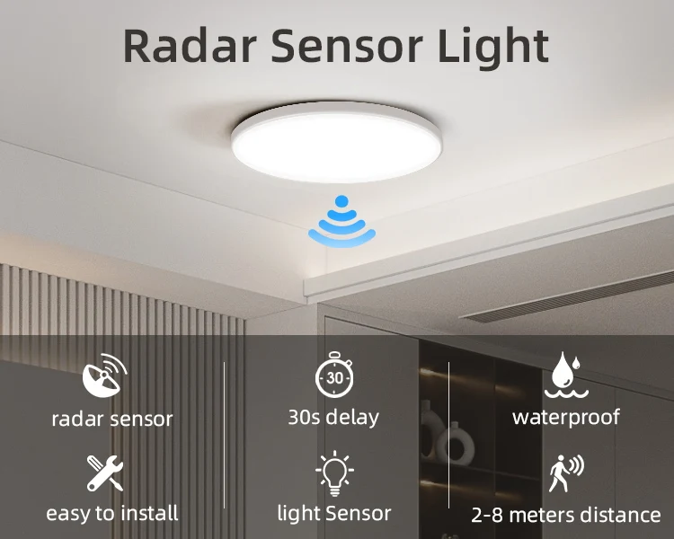 Led-deckenleuchte Mit Bewegungssensor 110-220 V Menschliches Infrarot Smart Zimmer Lampe 20 W 40 W Decke lampen Für Eingang Balkon Korridor – Detail 5