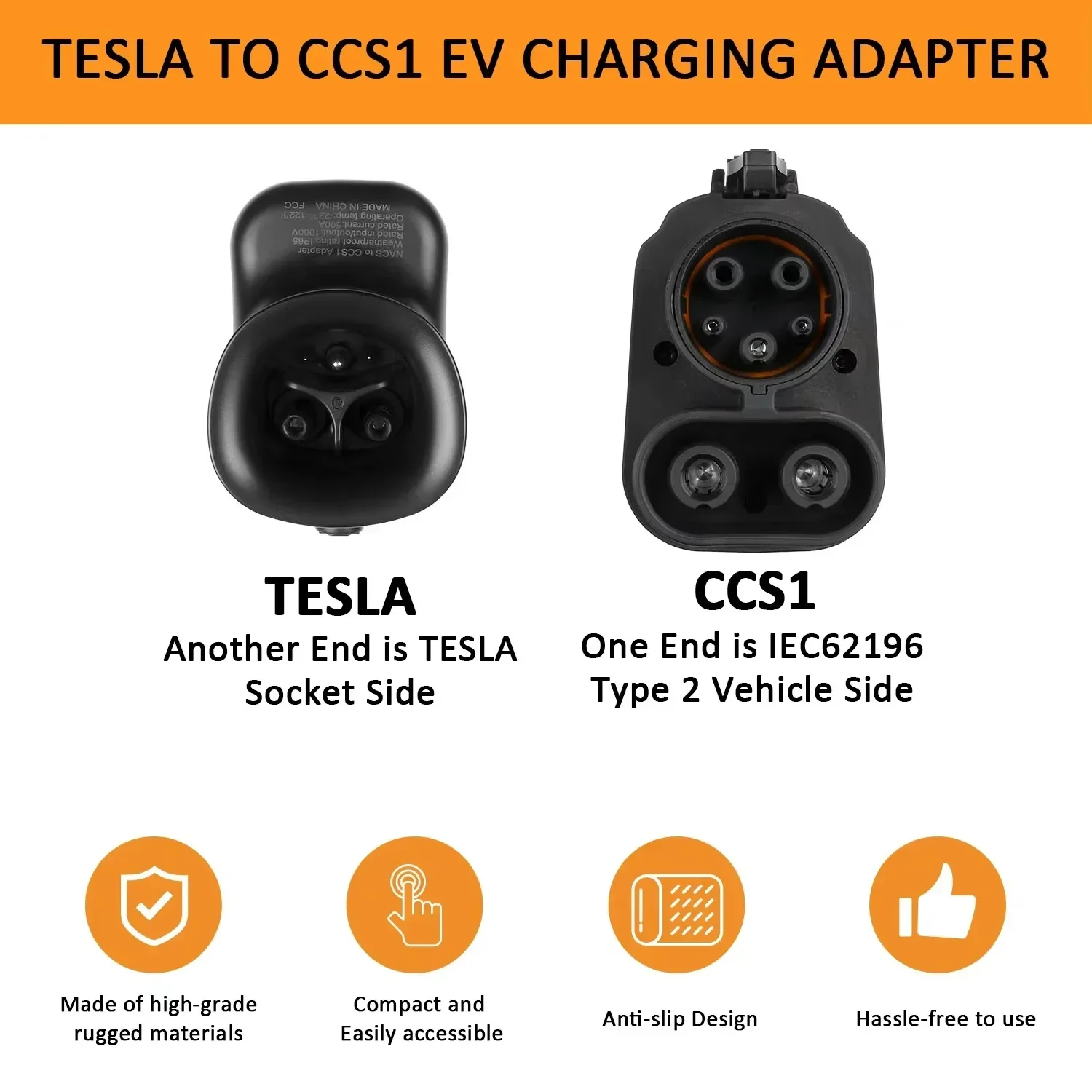 새로운 500A 250KW 테슬라-CCS1 어댑터 테슬라 슈퍼차저 EV 커넥터 플러그 DC 전기차 충전 어댑터 전기 콘센트 차량용 어댑터 썸네일 4