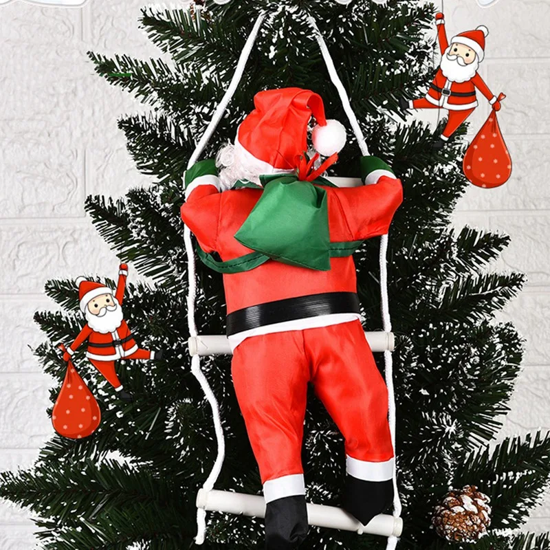 Climbing Rope Ladder Santa Claus Christmas Pendant Hanging Doll Tree Ornament Outdoor Home Decor