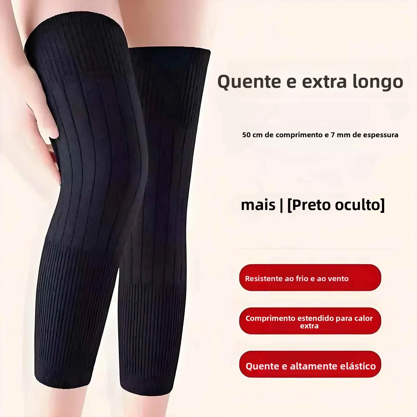 Joelheiras ssas e Quentes Antiderrapantes Estilo Masculino Dois Pares Suporte Longo para Joelho Outono Inverno Protetor de...