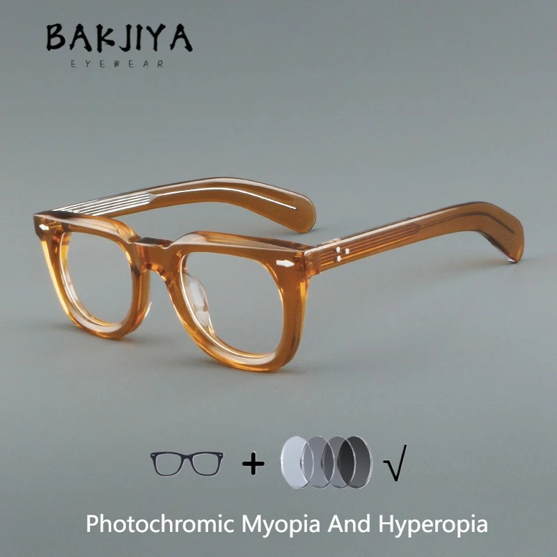 

Vintage Thick Square Frame Acetate Photochromic Prescription Glasses Men Women Luxury Designer Eyewear Myopia and Hyperopia Lens