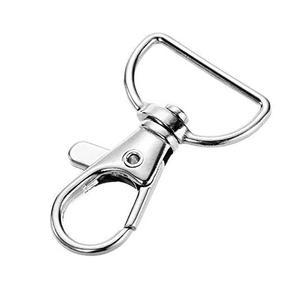 50/100 Lobster Swivel Clasp D Ring Key Ring Keychain Lanyard Finding Silver Tone