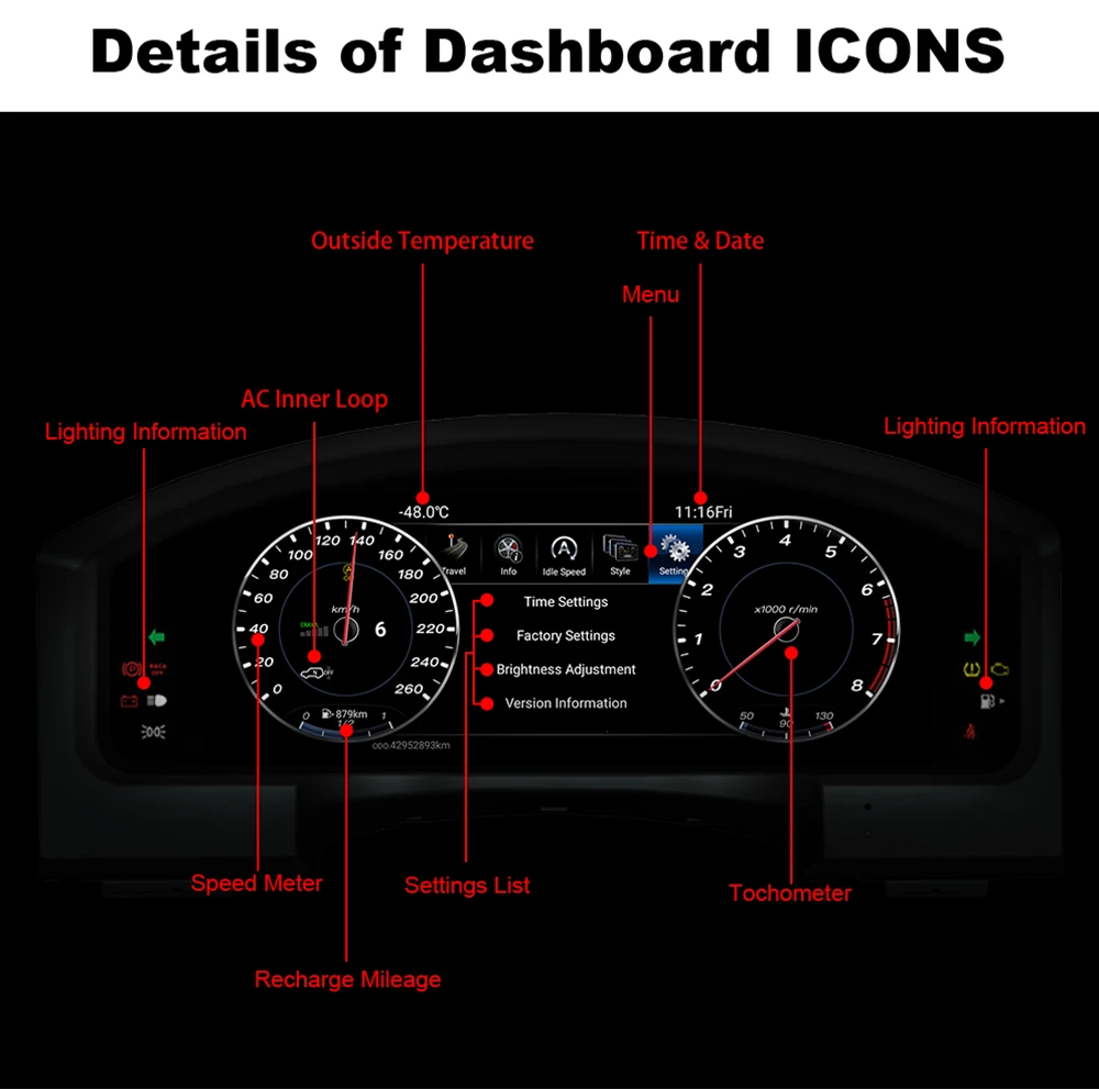 Ulepszona wersja Android 12,3-calowy wyświetlacz Lcd na desce rozdzielczej samochodu z prędkościomierzem dla Jeep Wrangler 2007-2015 Wyświetlacz Lcd na desce rozdzielczej samochodu