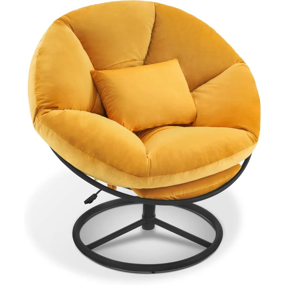 

Поворотные стулья Papasan, бархатное кресло без подлокотников с регулировкой высоты, кресло-качалка для гостиной, спальни HQ405 (желтый)
