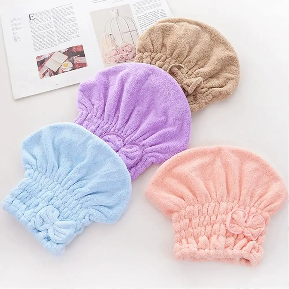 1/4PCS Microfiber Hair Drying Towels Head Wrap with Bow-Knot Shower Cap Hair Turban Hair Wrap Bath Cap for Curly Long Wet Hair