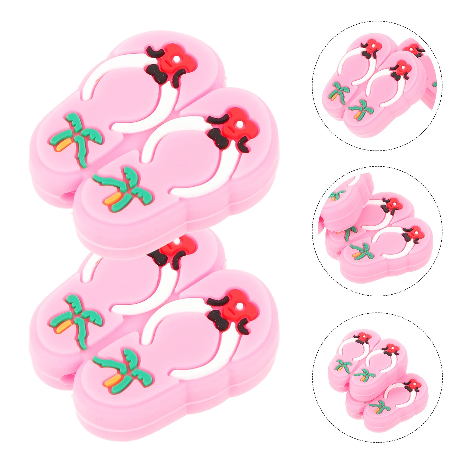 10 Pcs Pink Silicone Beads Slipper Shaped DIY Craft Loose Beads Jewelry Making Supplies Bright Color Smooth Surface