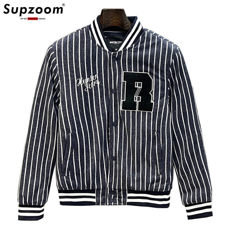 

Supzoom 2025 New Arrival Top Fashion Rib Sleeve Autumn And Winter Spliced Embroidery Casual Baseball Uniform Bomber Jacket Men