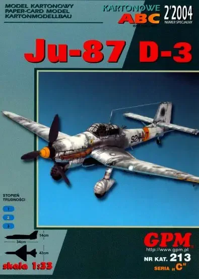 

1/33 Ju-87 D-3 Fighter Paper Model DIY Puzzle Manual Space 3D Paper Art Toy