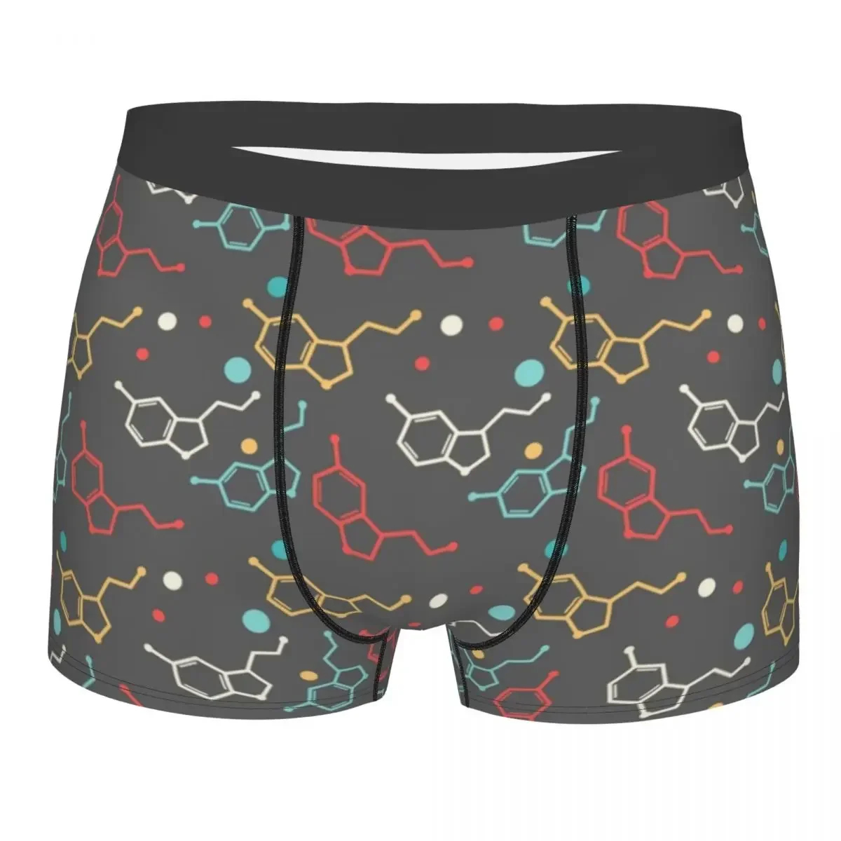 Men's Serotonin Molecule Design Underwear Chemistry Science Humor Boxer Shorts Panties Homme Mid Waist Underpants S-XXL